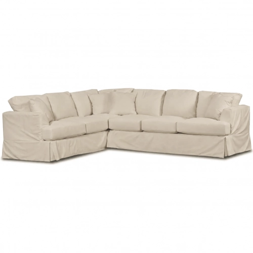 Sectional Sofa with Right Arm Facing Sofa in Sutton Sand Fabric Slipcover